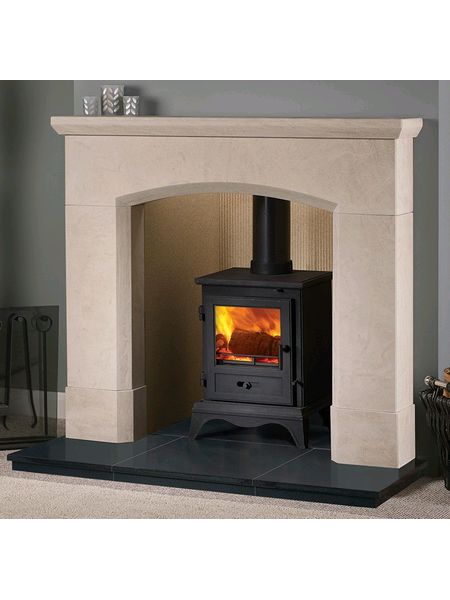 The Olvera 48 inch Mantel in Corinthian stone also available in Aegean limestone and Portuguese limestone