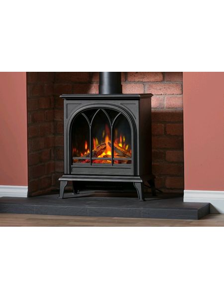 Wildfire Ravel 400TE  Electric stove 2kw electric fire with remote control in a traditional style tracery door